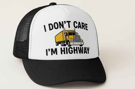 funny trucker hat design black back and white front